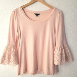 Banana Republic Women's Eyelet Fluted Peach Sleeve Top Size Small